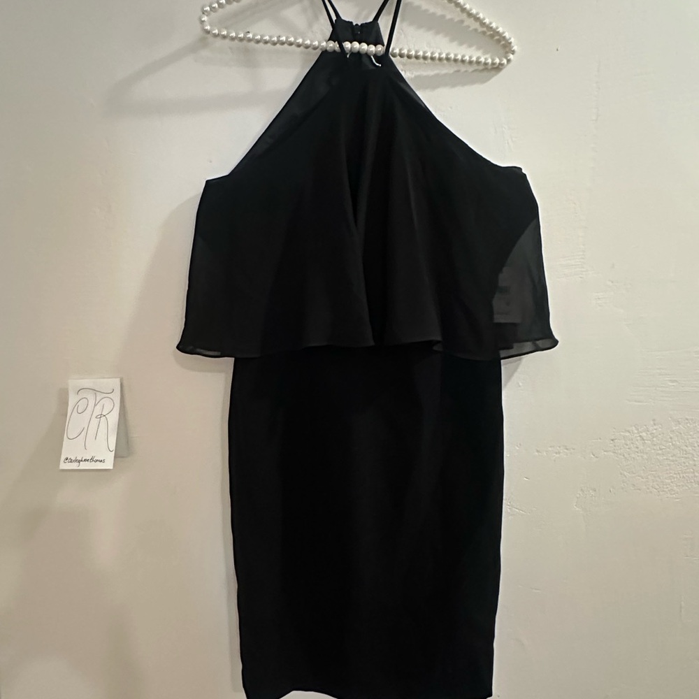 Calvin Klein Black Ruffled Tiered Mini Dress